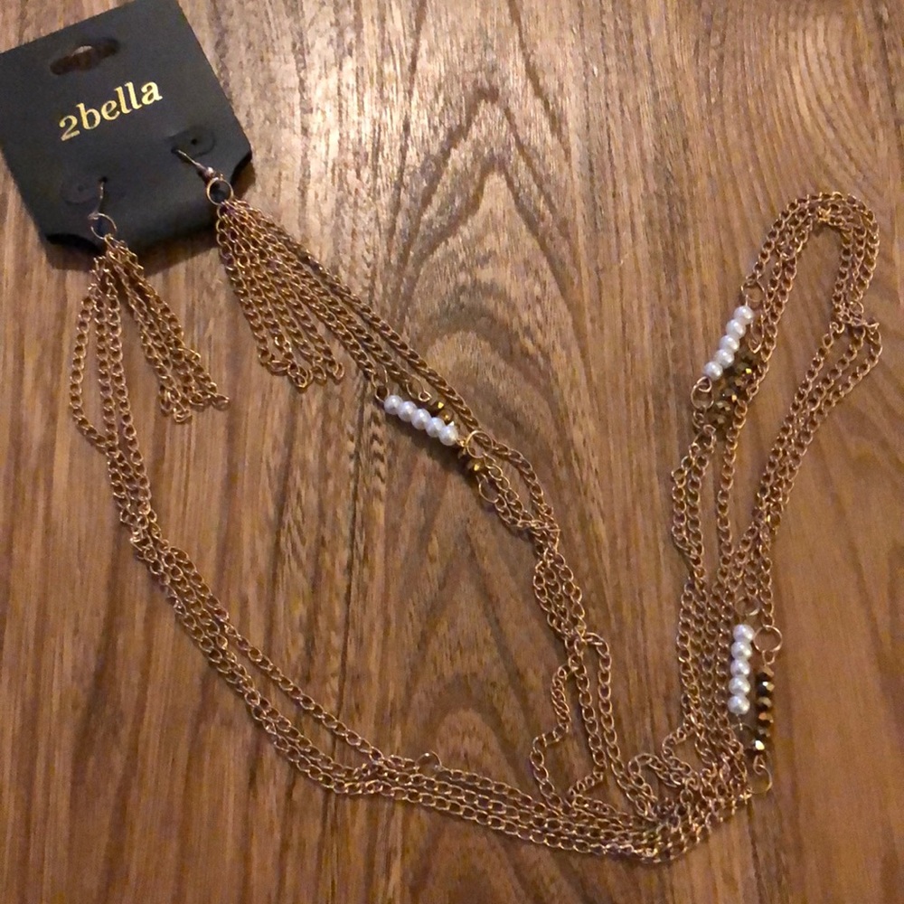 2Bella Gold Necklace and Earring Set